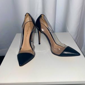 GIANVITO ROSSI Plexi Leather PVC Pointed Pumps